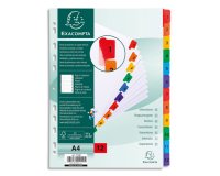 Intercalaire A4 carte blanche 12 onglets numériques - 1 jeu