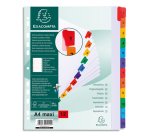 Intercalaire A4+ carte bristol blanche Exacompta 12 onglets numériques - Coloris assortis - 1 jeu
