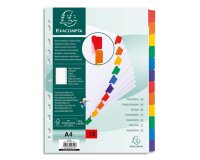 Intercalaires carte blanche 160g avec onglets couleurs renforcés - 12 positions - A4 - Blanc