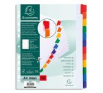Intercalaire A4+ carte blanche Exacompta 12 onglets neutres multicolores - 1 jeu