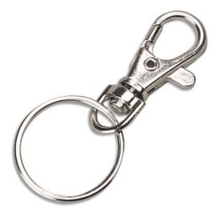 Attache mousqueton ocolor 37mm avec anneau coloris      chrome lot de 10
