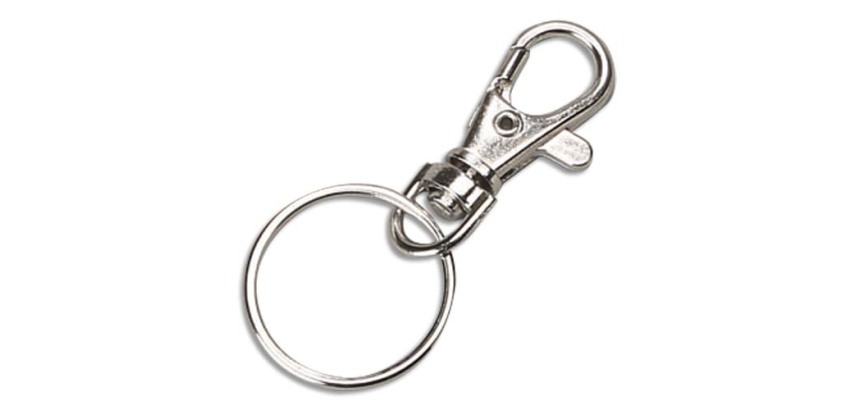 Attache mousqueton ocolor 37mm avec anneau coloris      chrome lot de 10