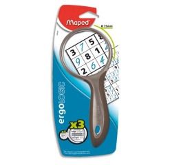 Loupe maped scolaire verre optique fumé 75mm diamètre grossissement par 3 anti-déformation coloris noir