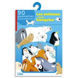 Boîte de 90 gommettes thème les animaux de la banquise. A partir de 3 ans