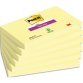 Lots de 6 blocs Notes Super Sticky POST-IT® jaunes 90 feuilles 76 x 127 mm