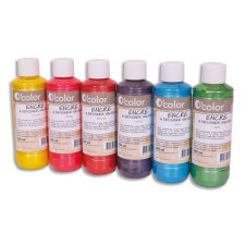 Lot de 6 flacons 250ml d'encre à dessiner nacrée, couleurs assorties