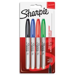 Marqueur permanent Sharpie pointe 1,5 à 3 mm - Pochette de 4