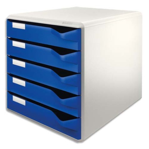Module de classement, 5 tiroirs, gris-clair/rouge