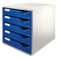 Module de classement, 5 tiroirs, gris-clair/rouge
