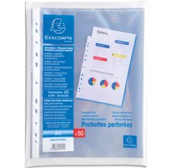 Pack 40 pochettes perforées Exacompta A4 polypropylène 6/100e + 10 offertes
