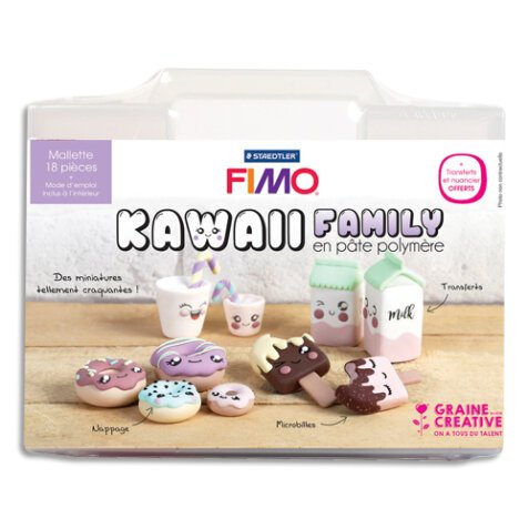 Coffret gourmandise Kawai Fimo composé de : pain, peinture, crayon, transfert, accessoire