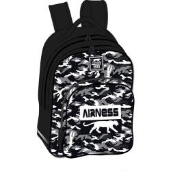 Sac Borne AIRNESS LIBERTY 2 cmpts polyester. 33x46x18 cm. Décor sérigraphié, coloris Noir et Blanc