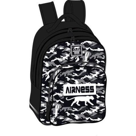 Sac Borne AIRNESS LIBERTY 2 cmpts polyester. 33x46x18 cm. Décor sérigraphié, coloris Noir et Blanc