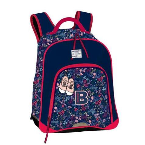 Sac Borne BENSIMON Flowers & Glitters 2 cmpts 33x46x18 cm. Décor sérigraphié, coloris fleuri.