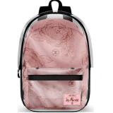 Sac Borne Souple NO PUBLIK FLOWER COPPER 1 cmpt 29x43x14 cm. Décor sérigraphié, coloris Rose.