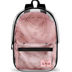 Sac Borne Souple NO PUBLIK FLOWER COPPER 1 cmpt 29x43x14 cm. Décor sérigraphié, coloris Rose.