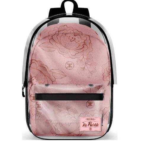 Sac Borne Souple NO PUBLIK FLOWER COPPER 1 cmpt 29x43x14 cm. Décor sérigraphié, coloris Rose.