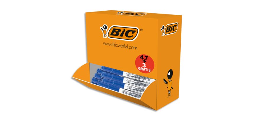 Pack de 47 marqueurs effaçables Bic pointe ogive 4,5 mm bleu + 3 offerts