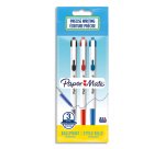 Stylo-bille paper mate 046 rt retractable pointe moyenne    0,7mm sachet 3 unites         assorties noir bleu rouge