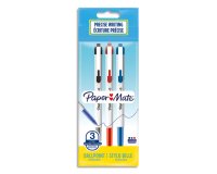 Stylo-bille paper mate 046 rt retractable pointe moyenne    0,7mm sachet 3 unites         assorties noir bleu rouge