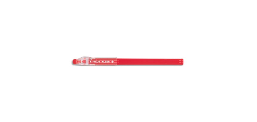 Stylo-bille pilot kleer effaçable pointe conique      moyenne 0,7mm gomme sur le    capuchon encre couleur rouge