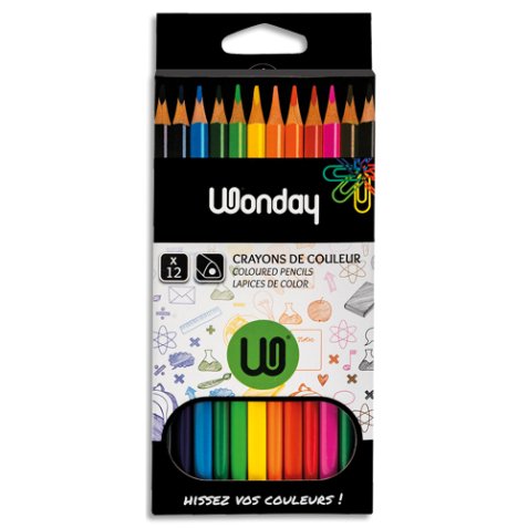 Crayons de couleur, étui carton de 12