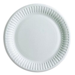 Sachet de 100 Assiettes Blanches en carton, sans péliculage, Diamètre 15 cm