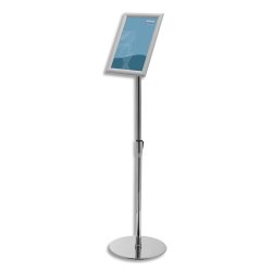 Présentoir sur pied avec cadre clipsable A4 en aluminium et pieds réglables en acier
