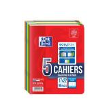 Lot de 5 Cahiers Polypro à rabats EASYBOOK agrafé 17x22 96 pages Seyès assortis