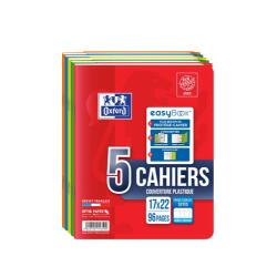 Lot de 5 Cahiers Polypro à rabats EASYBOOK agrafé 17x22 96 pages Seyès assortis