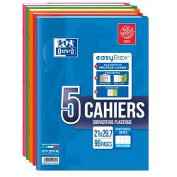 Lot de 5 Cahiers Polypro à rabats EASYBOOK agrafé A4 96 pages Seyès assortis