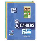 Lot de 3 Cahiers EASYBOOK KRAFT en carte à rabats agrafé 24x32 96 pages 90g Seyès