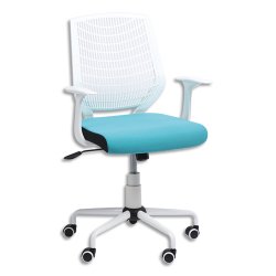 Fauteuil NEWTON en tissus, à mécanisme basculant, blocage 2 positions, assise verte, structure blanche