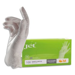 Boîte de 100 Gants en vinyle non poudré dispositif médical longueur 24 cm Taille 8 - Boîte de 100 gants