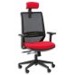 Siège Tecsy dossier maille et assise tissu Rouge, têtière, synchrone, accoudoirs réglables fournis