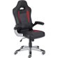 Fauteuil gamer Record noir et rouge simili cuir noir et rouge, mécanisme basculant, accoudoirs réglables