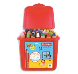 Crayons multi-talents stabilo woody 3en1 + 3 taille-crayons schoolbox de 38