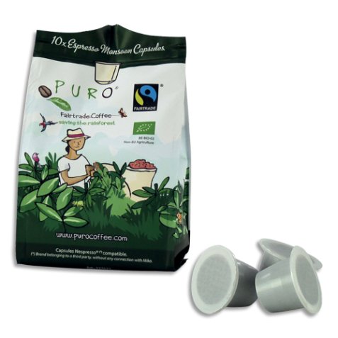 Paquet de 10 capsules Café bio MONSOON 100% Arabica, compatible NESPRESSO