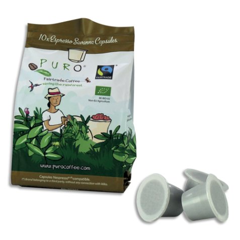 Paquet de 10 capsules Café bio SAVANNA 60% Arabica 40% Robusta, compatible NESPRESSO