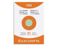Fiche bristol 148 x 210 mm quadrillée 5 x 5 coloris assortis non perforée Exacompta - Boîte de 100