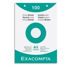 Fiche bristol 148 x 210 mm quadrillée 5 x 5 blanche perforée Exacompta - Boîte de 100