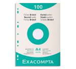 Fiche bristol 210 x 297 mm quadrillée 5 x 5 blanche perforée Exacompta  - Boîte de 100