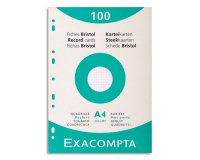 Fiche bristol 210 x 297 mm quadrillée 5 x 5 blanche perforée Exacompta  - Boîte de 100