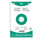 Paquet 50 fiches sous film - bristol quadrillé 5x5 perforé 125x200mm - Blanc
