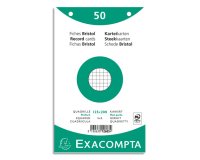 Paquet 50 fiches sous film - bristol quadrillé 5x5 perforé 125x200mm - Blanc