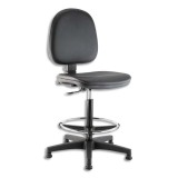 Chaise dessinateur haut tapissé tissu napel noir, contact permanent, repose-pieds, base sur patins