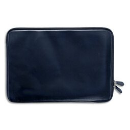 Housse ordinateur Satiny 35x30x25cm cuir de vachette satin. Pour écran 15 pouces. Coloris bleu