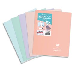 Cahier piqué Koverbook Blush 17x22cm 96 pages grands carreaux couverture polypropylène opaque bicolore Couleur aléatoire. - Assortis