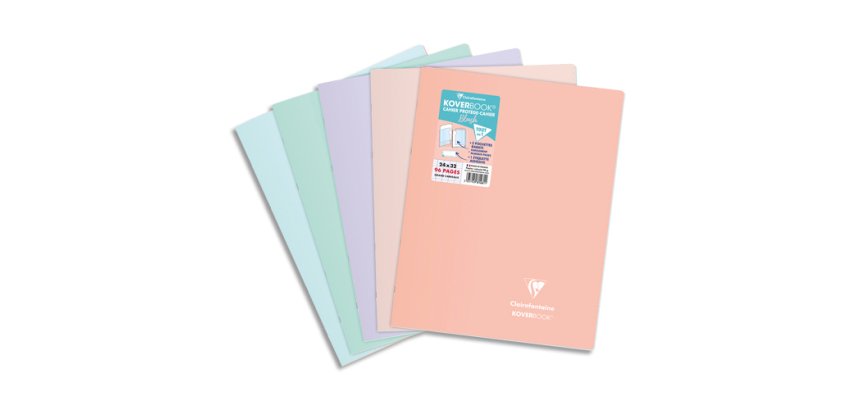 Cahier piqué Koverbook Blush 24x32cm 96 pages grands carreaux couverture polypropylène opaque bicolore Couleur aléatoire. - Assortis