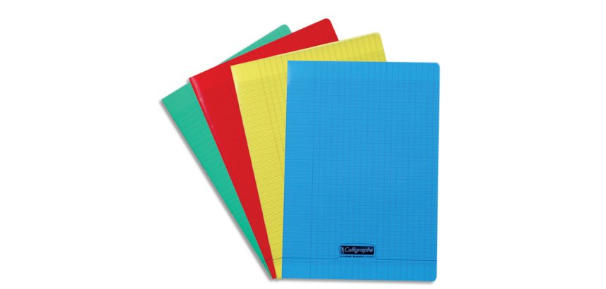Cahier piqué 8000 POLYPRO 24x32 cm 96 pages grands carreaux 90 g - Assortis